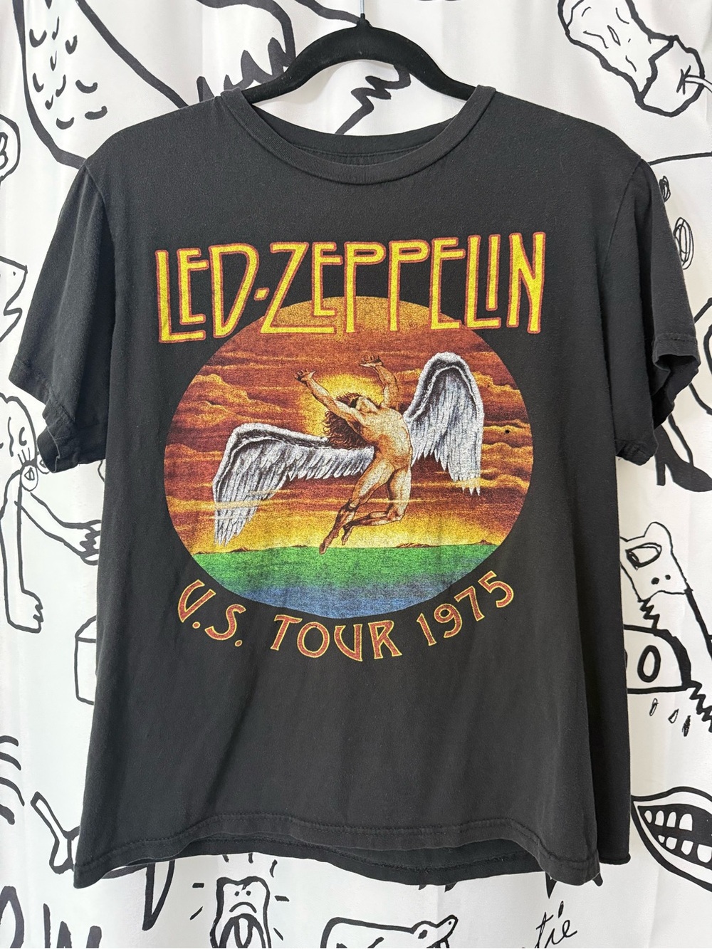 Led Zeppelin Black Graphic Band Tee - Black with Multicolor Print